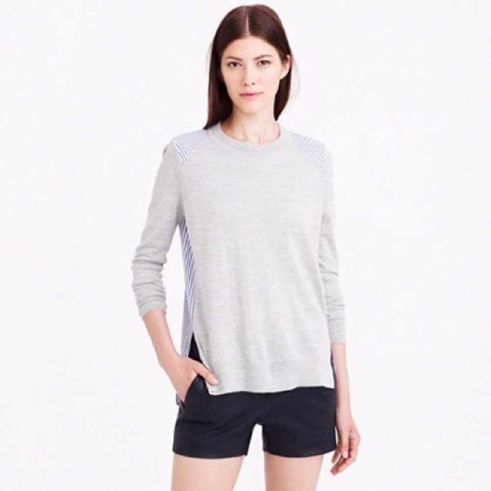 J. Crew Mixed Media Sweater in Heather Stripe